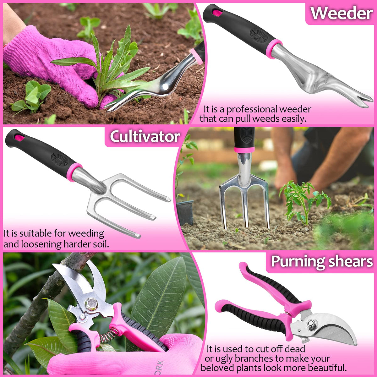 THINKWORK pink rake for efficient soil work