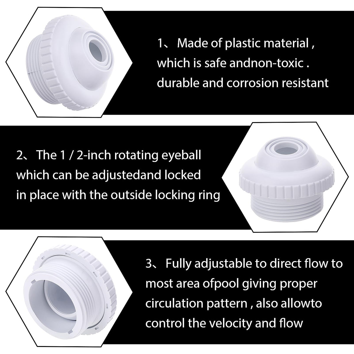 Durable ABS material close-up for Thinp pool jet nozzle