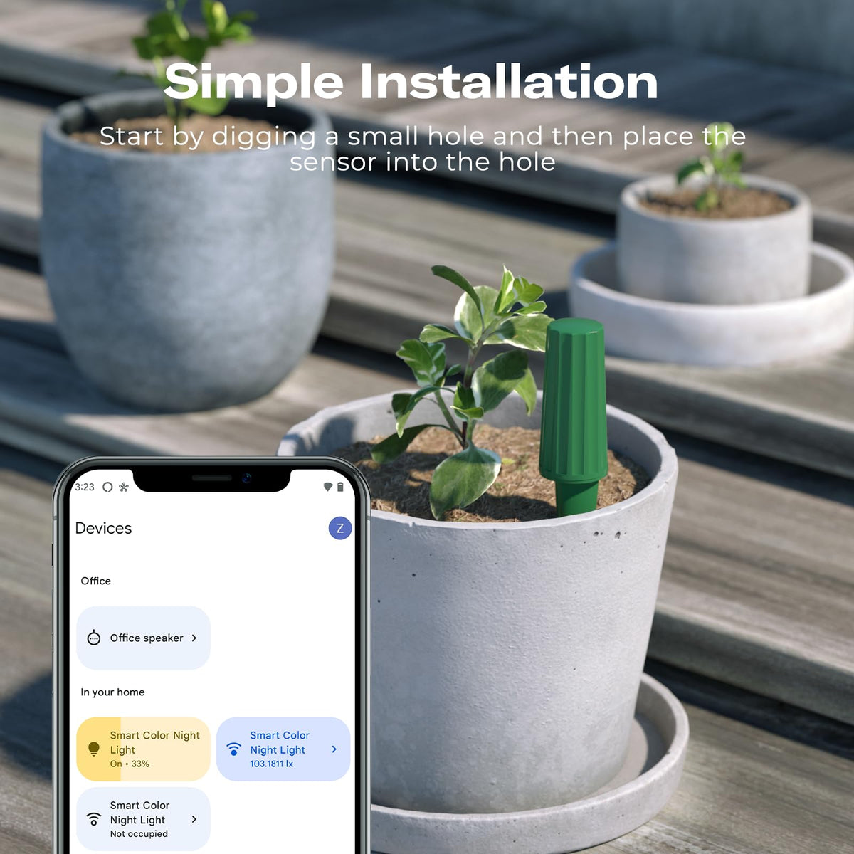 ThirdReality Smart Soil Sensor Gen2 image with Smart Bridge MZ1 enabling voice assistant automation.