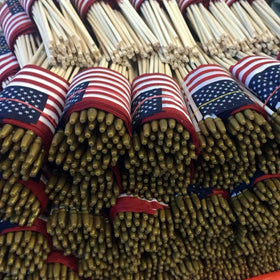 Thirty seven DAYS antique spear-top flag; elegant patriotic accent.