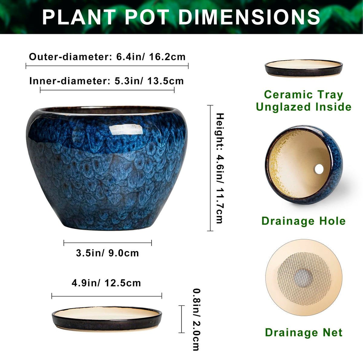 Thirtypot blue glaze ceramic planter with modern home decor appeal