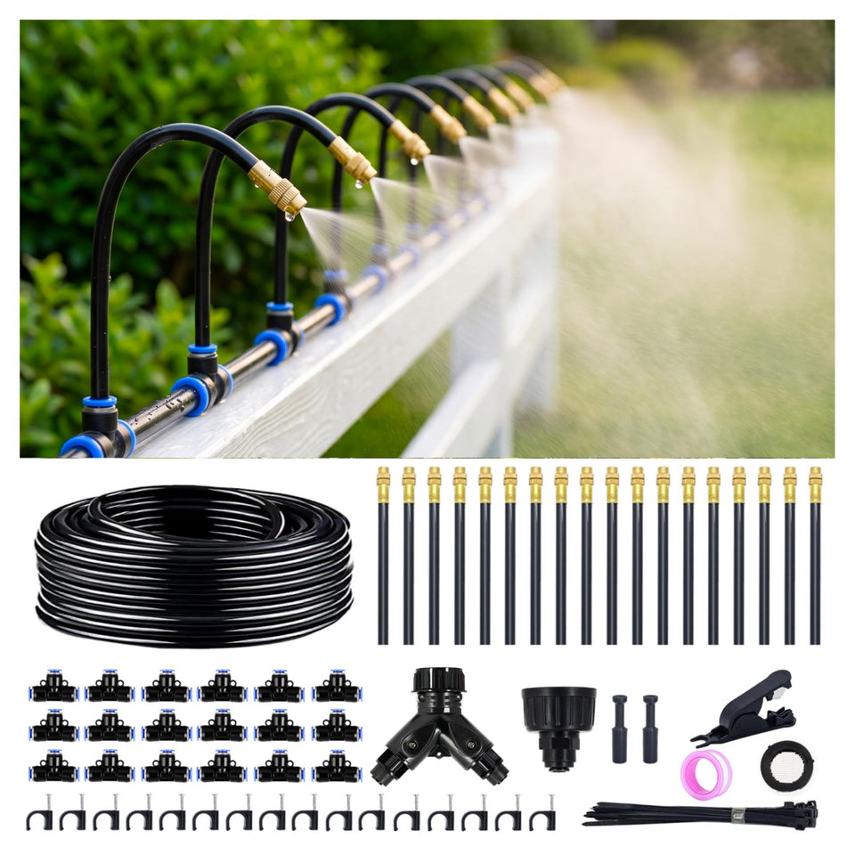 Thiswing 100ft UV-resistant irrigation tubing laid out for broad garden coverage.