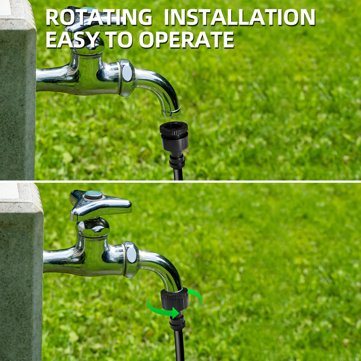 Thiswing quick-connect in action for fast outdoor watering tasks.