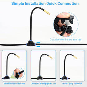 Thiswing tubing cutter and tees for precise DIY irrigation layout.