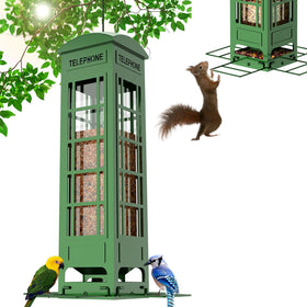 THKFUL bird feeder with weight-activated perches deters squirrels while feeding multiple birds