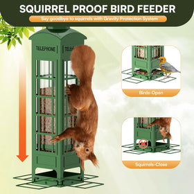 THKFUL outdoor metal feeder with four ports attracts cardinals, finches, and blue jays