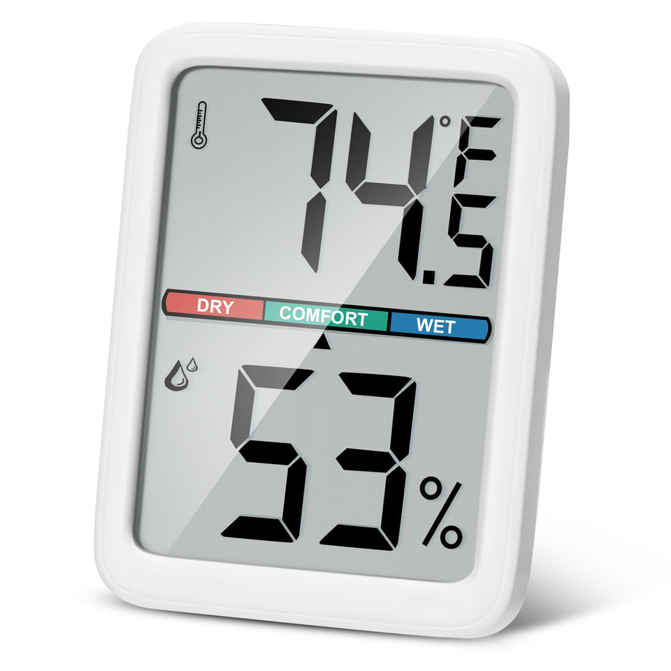 Thlevel thermometer-hygrometer with large LCD screen for easy indoor readings