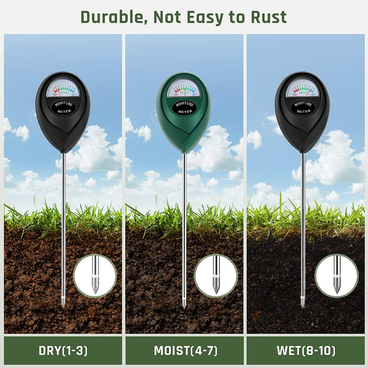 Stainless steel probe by Thlevel delivers fast, durable readings for garden and indoor plants.
