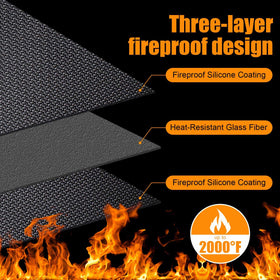 THMINS grill mat fireproof-deck-protector guards patio surfaces during grilling.