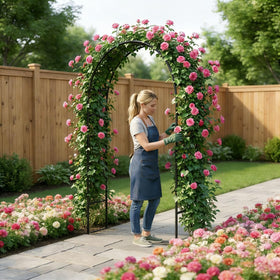 Thorise elegant garden entrance arch creates a graceful focal point.