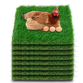 Three Oranges chicken nesting pads with real grass look, offering natural feel and comfy nesting.