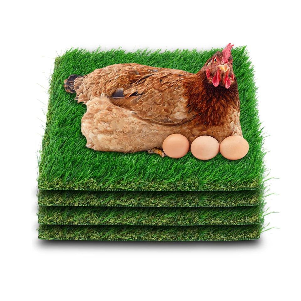Three Oranges chicken nesting pads with realistic grass mats for comfortable nesting.
