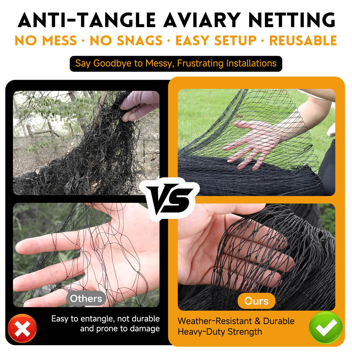 Threekia garden bird netting 1-inch mesh protects vegetables.