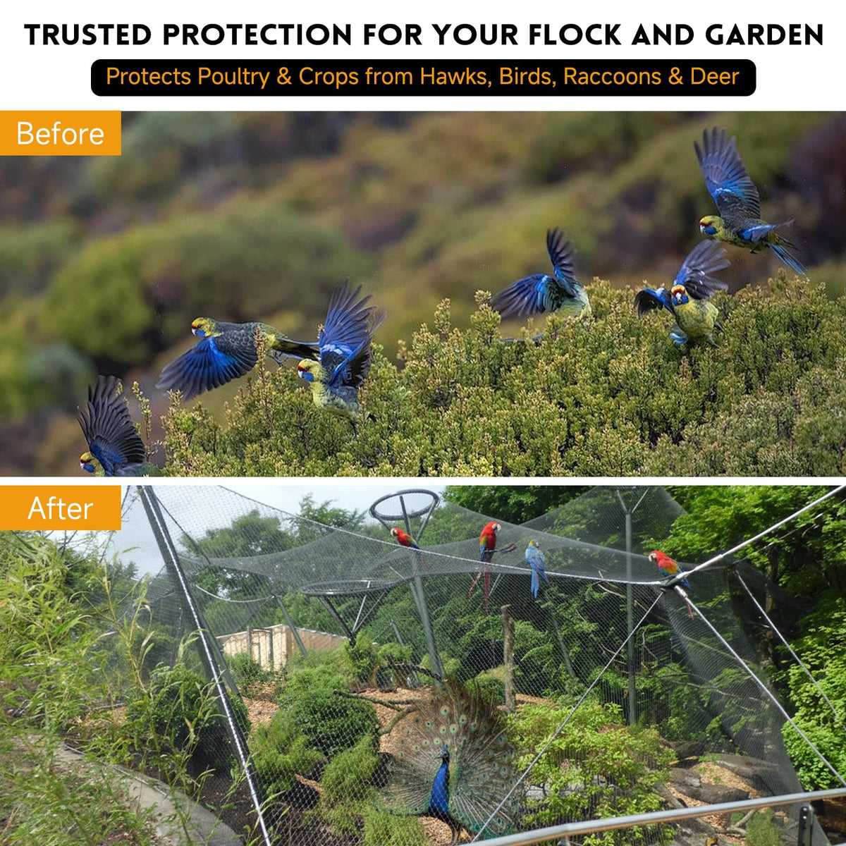 Threekia wildlife-friendly netting keeps garden visitors at bay.