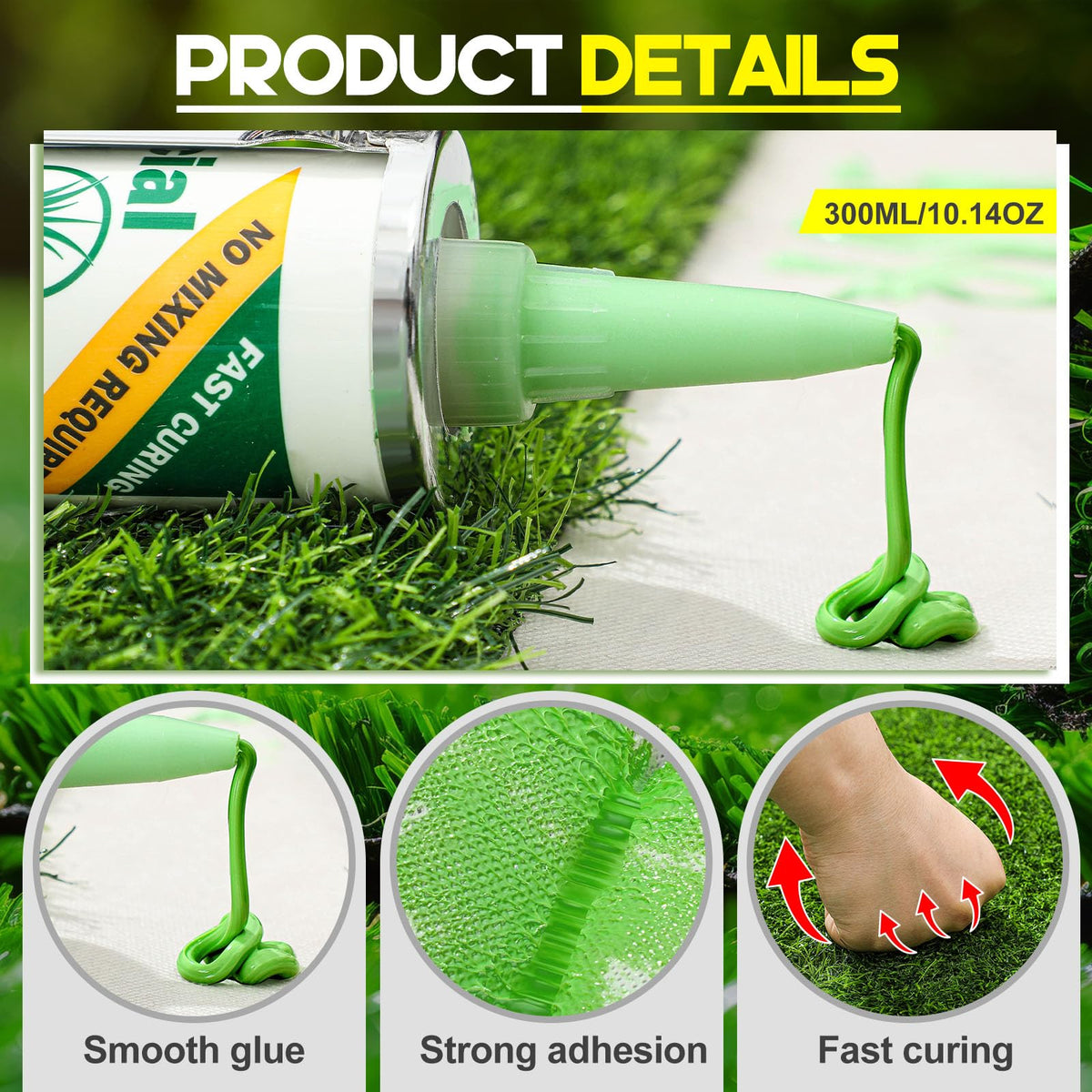 Threlaco artificial-grass-glue-seam-application shows a clean seam and strong adhesion.