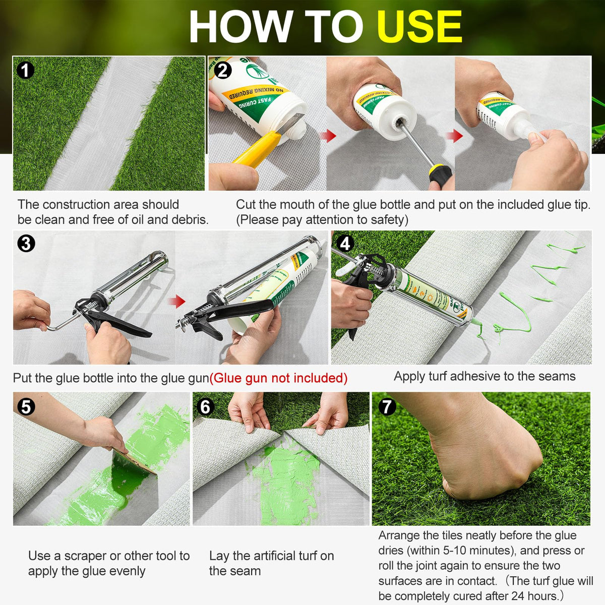 Threlaco green-liquid turf glue highlights discreet color and strong grip.