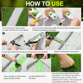 Threlaco green-liquid turf glue highlights discreet color and strong grip.