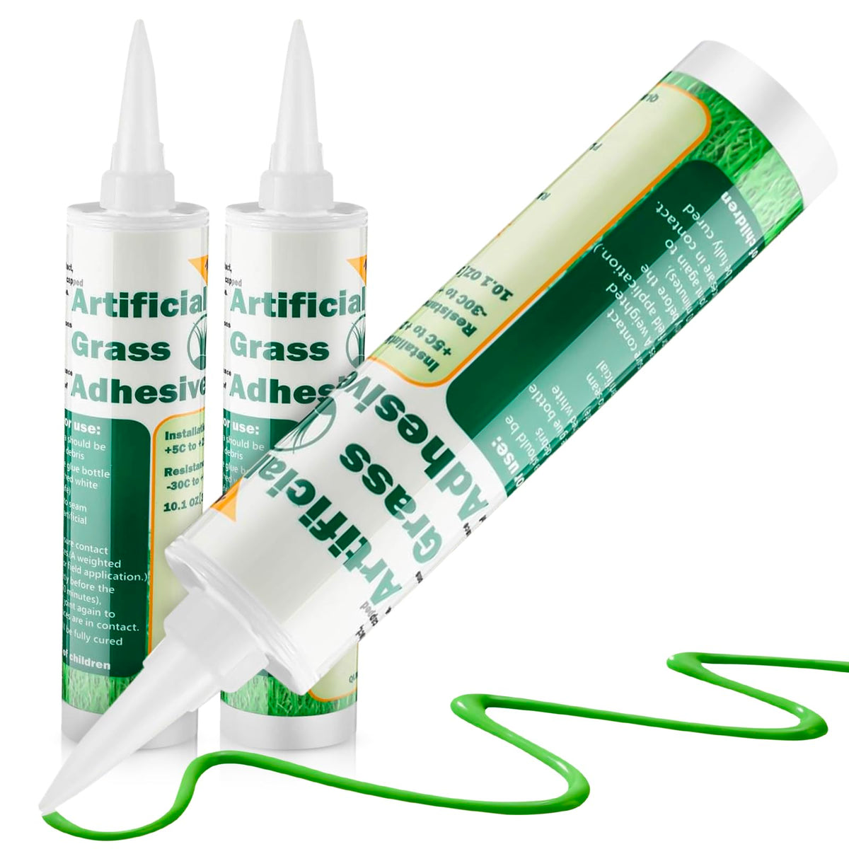 Threlaco turf glue 2-tubes 10oz bonds artificial grass reliably for long-lasting lawns.