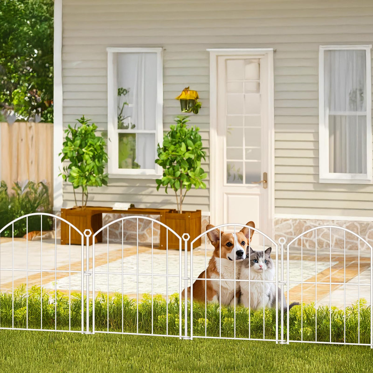 Thrivinest border fence panels extend to fit your garden length with secure stakes.