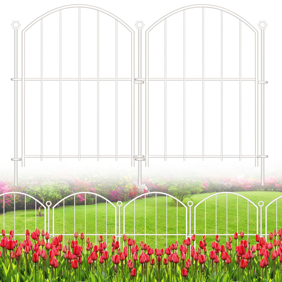 Thrivinest arched decorative garden fence enhances flower beds and defines yard spaces.