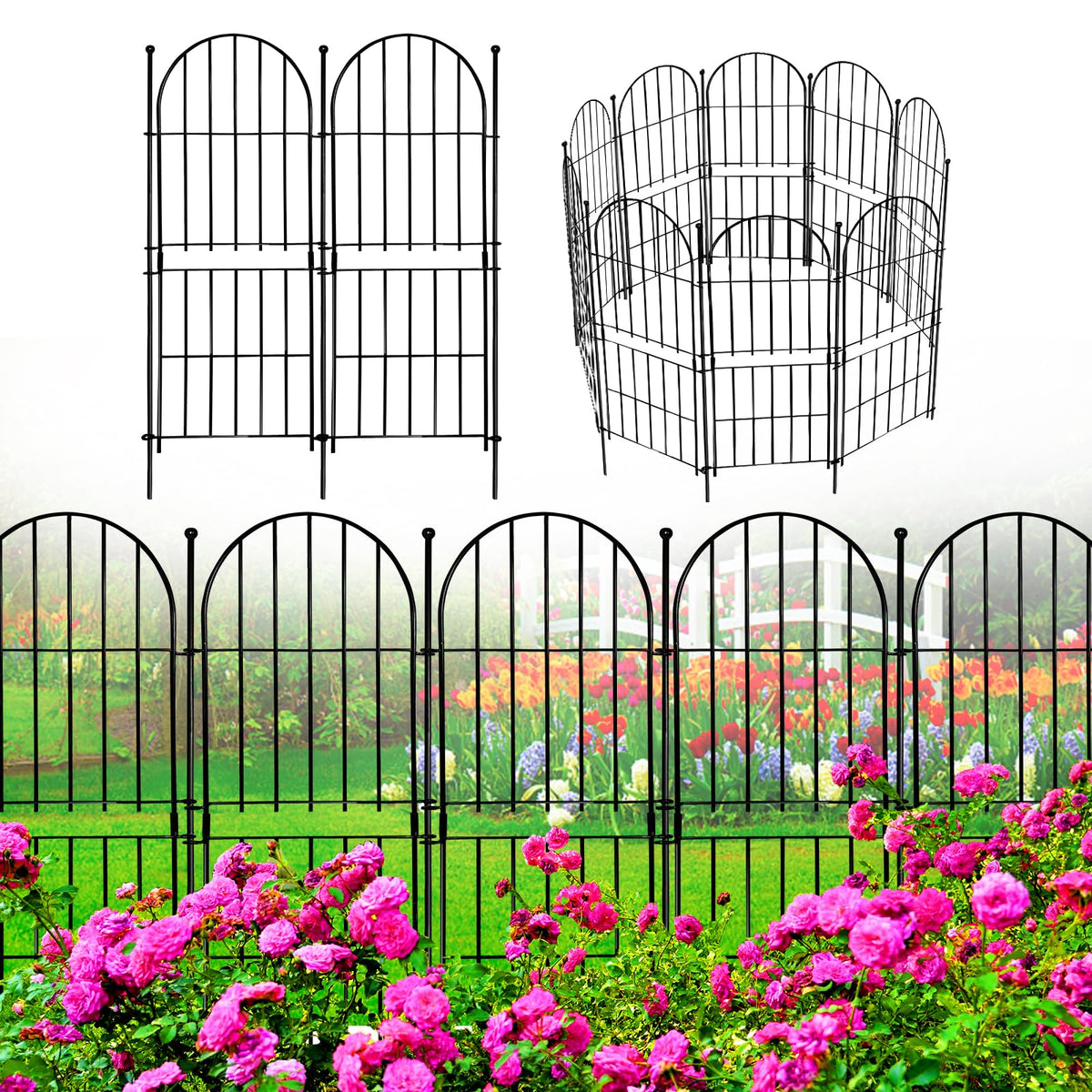 Thrivinest decorative garden fence panel, 10 ft length, defines borders and tidy garden edges.