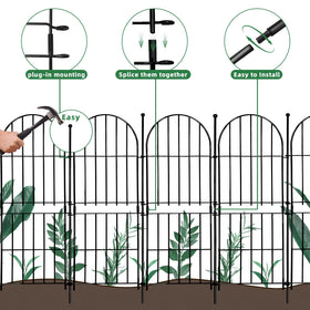 Thrivinest welded metal arch fence with baked paint for durability.