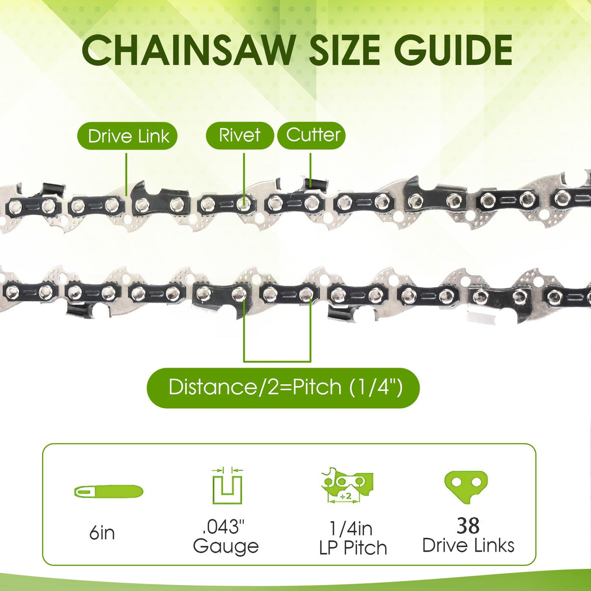 THTEN 6-inch pruning chain for Ryobi P25013 delivering quick trimming