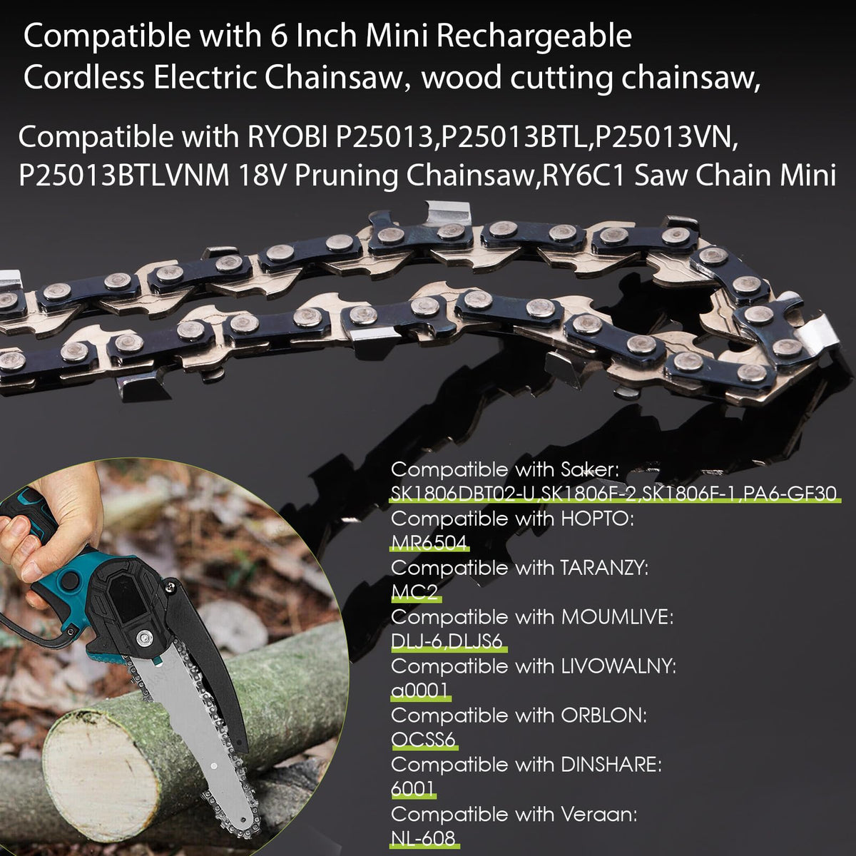 THTEN 6-inch pruning chain for Ryobi P25013VN reliable garden maintenance