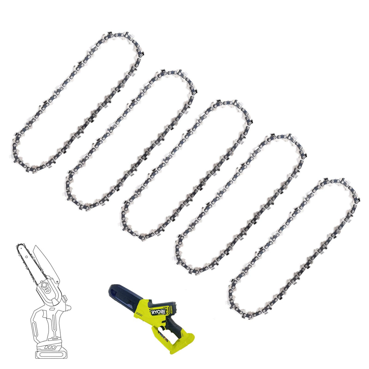 THTEN 6-inch pruning chain for Ryobi P25130 enabling efficient pruning