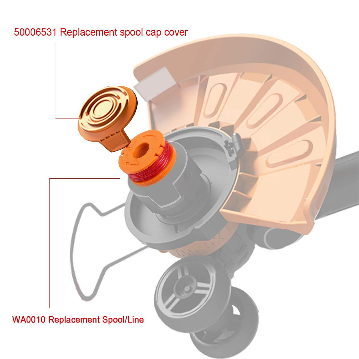 THTEN Worx compatible corded trimmer spool supports quick line feed