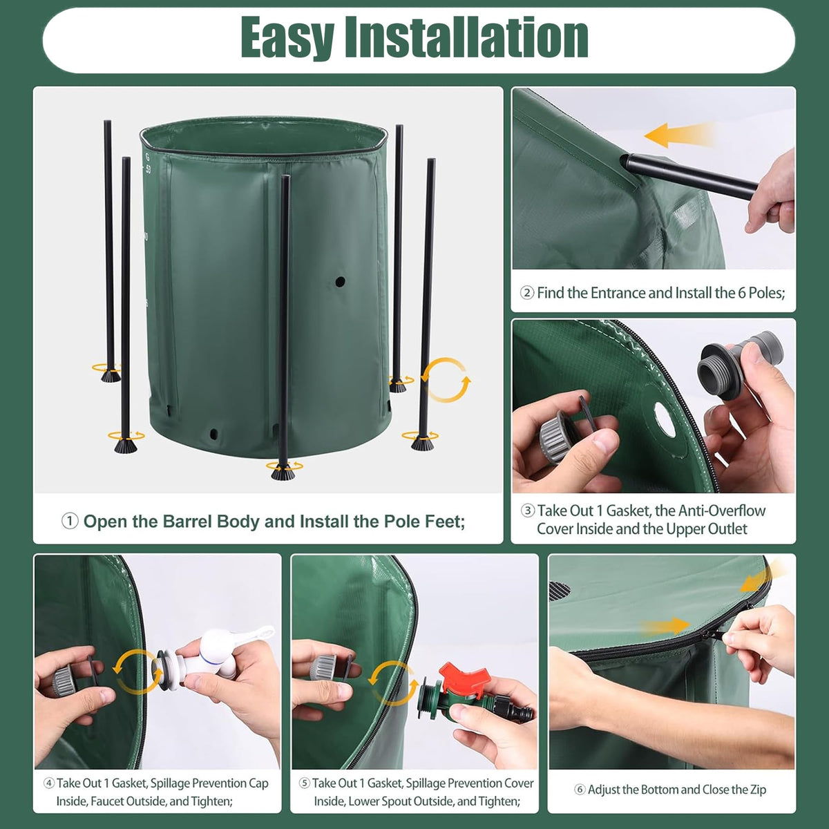 THUNDERBAY durable spigot makes dispensing rainwater easy for watering tasks.