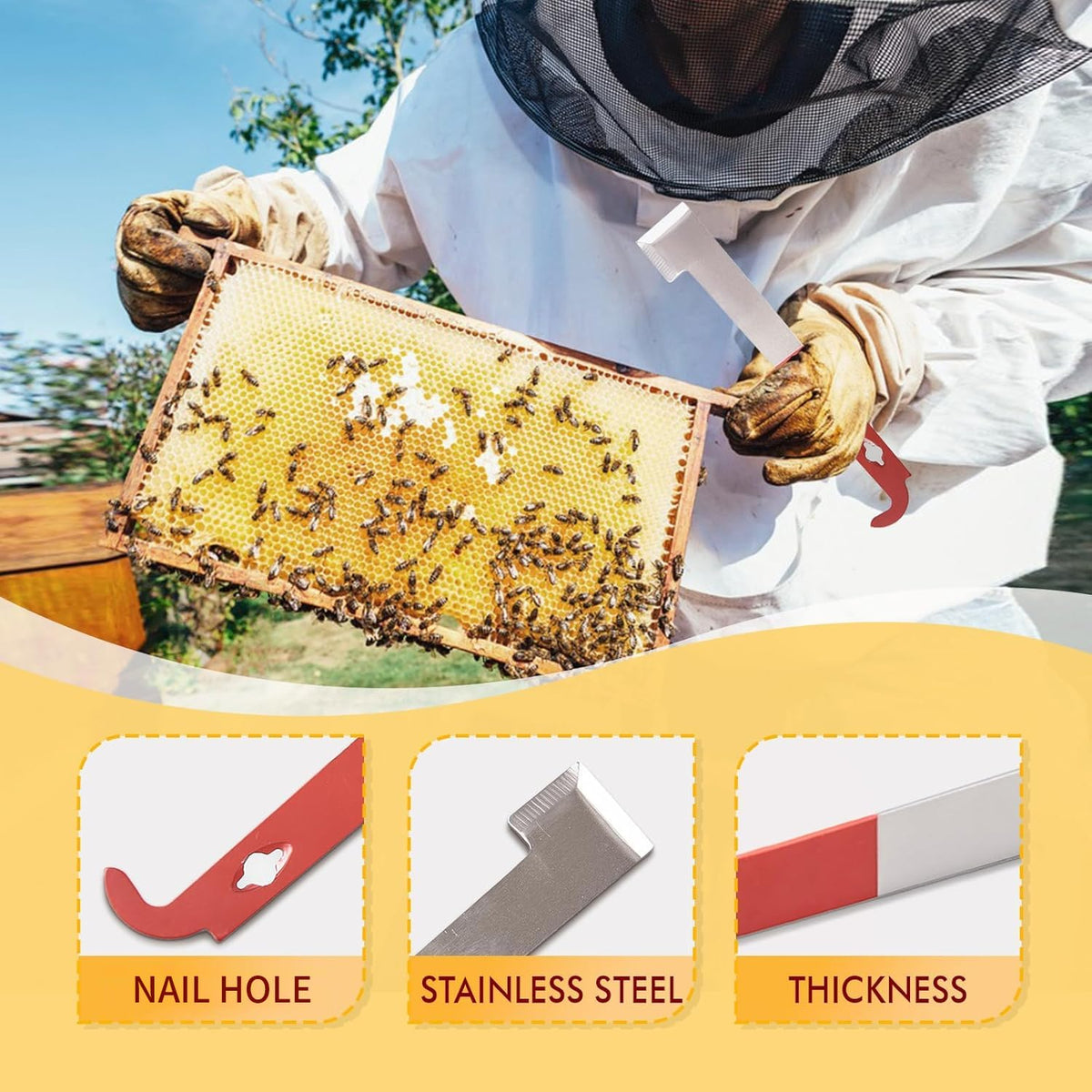 ThxBees hanging hole design allows quick storage between tasks.