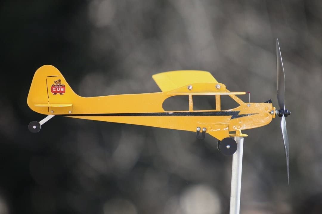 Thyggzjbs Piper J3 Cub weathervane ready in aviation-themed gift packaging