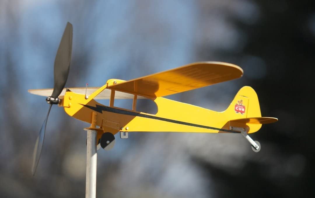 Thyggzjbs Piper J3 Cub weathervane with mounting hardware for fence or eve installation