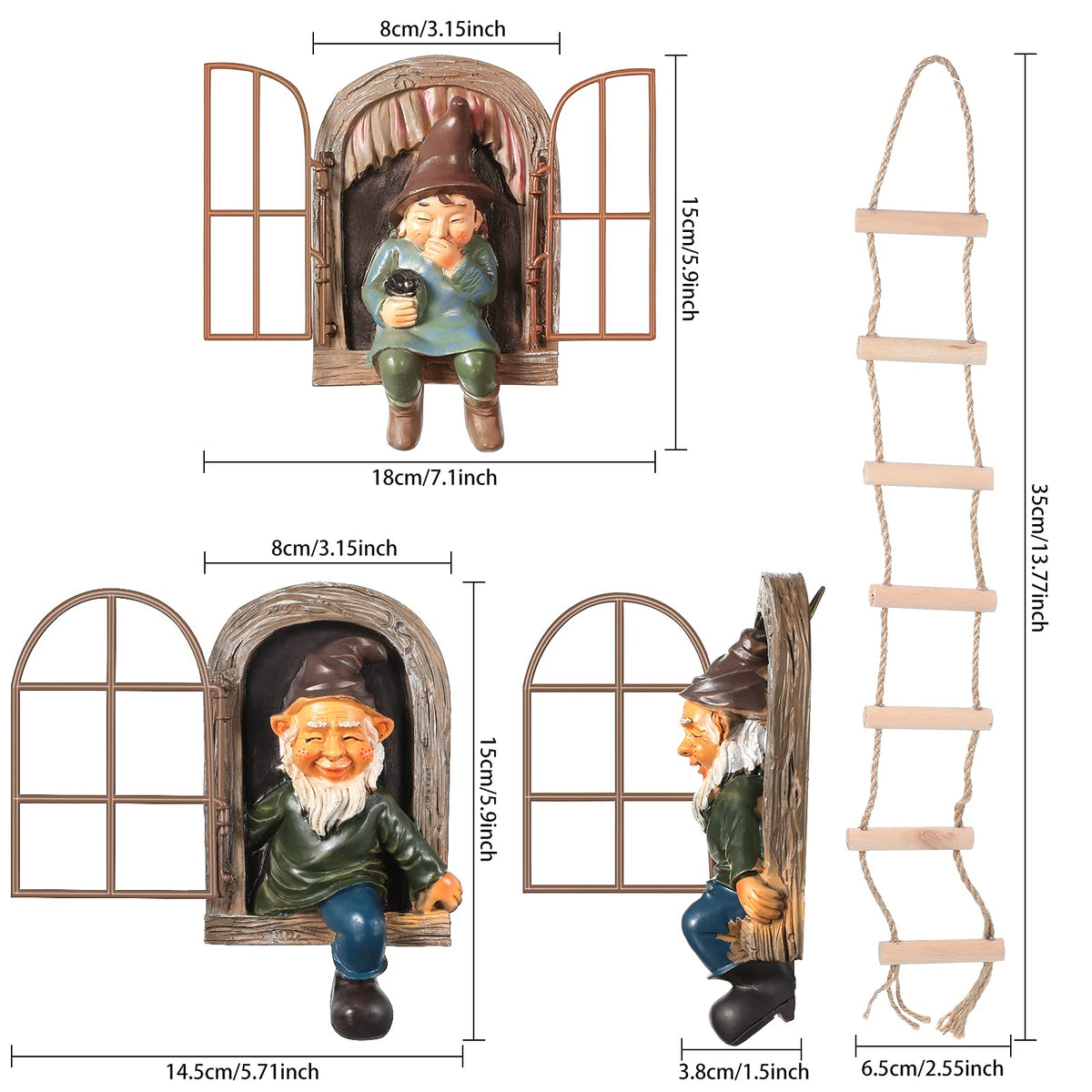 Thyle wooden ladder hanging decoration brightens fences and walls.