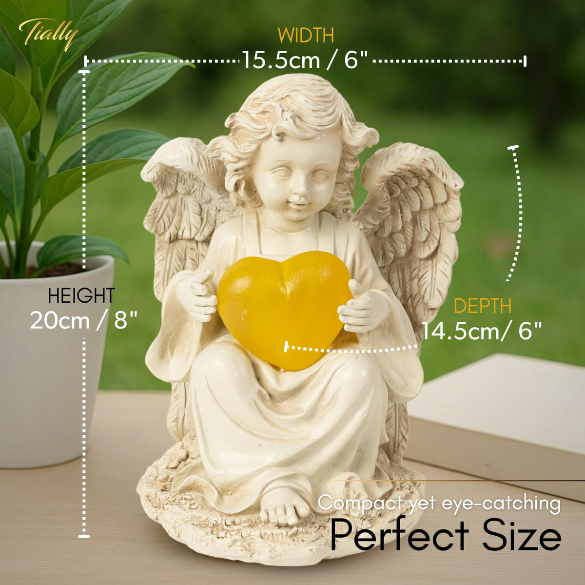 Symbolic comfort for gardens, gravesites, and patios with serene guardian presence