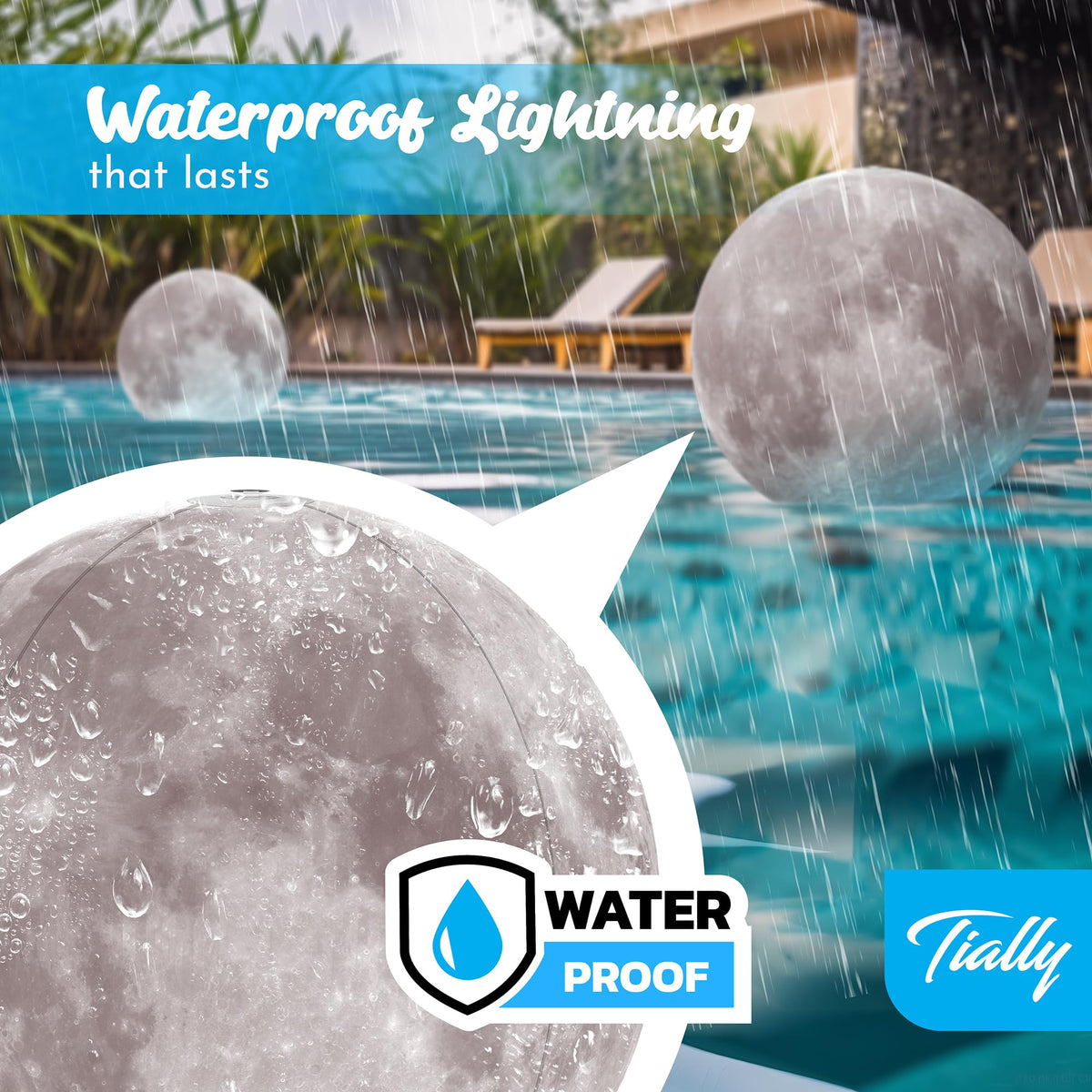 Moon-design pool lights ideal for pool parties gardens or beach events