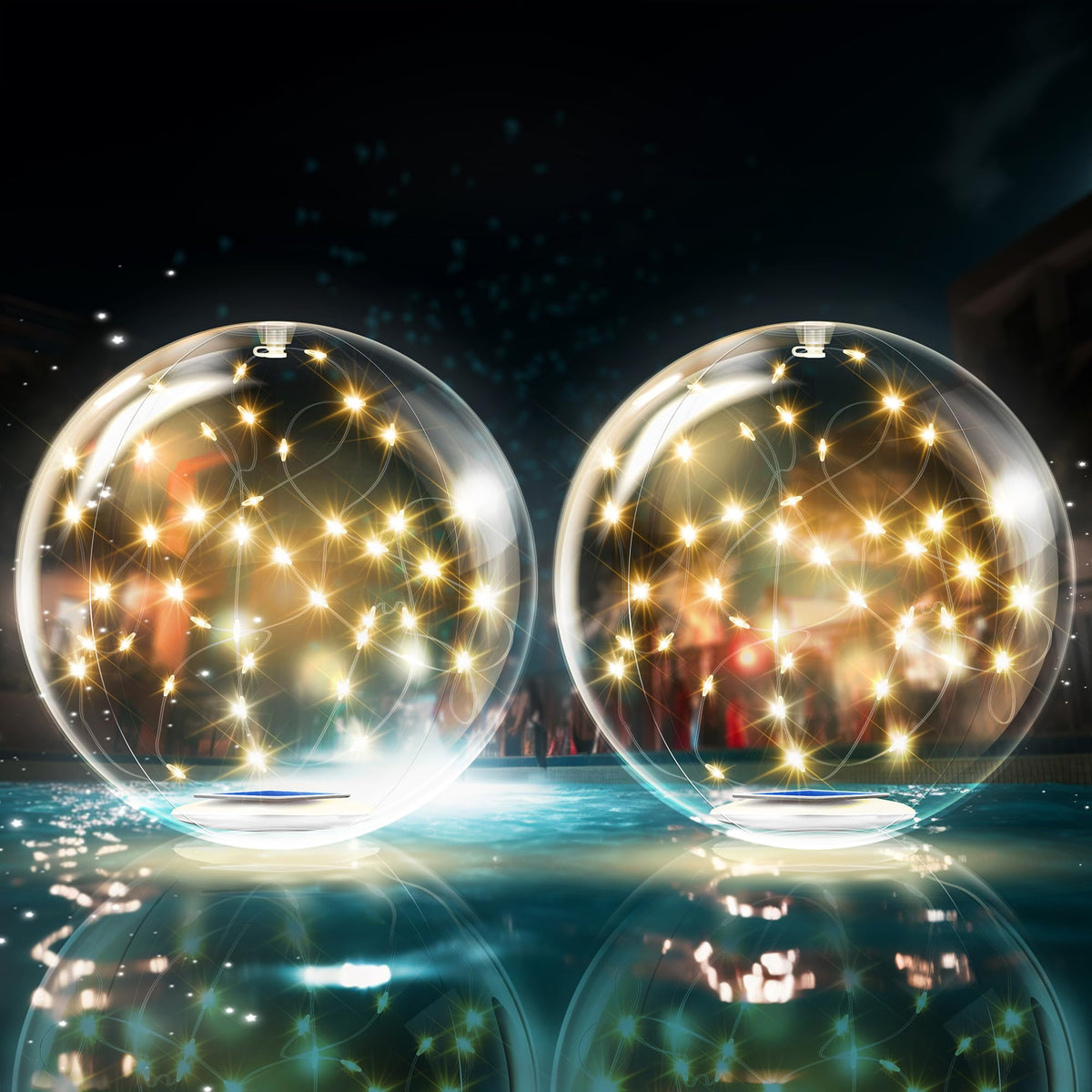 TIALLY Fairy floating pool lights 14-inch ball glowing at dusk for pool ambiance