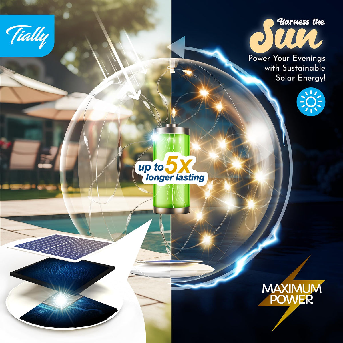 TIALLY IP68 acrylic floating lights withstand rain and splashes for reliable pool decor