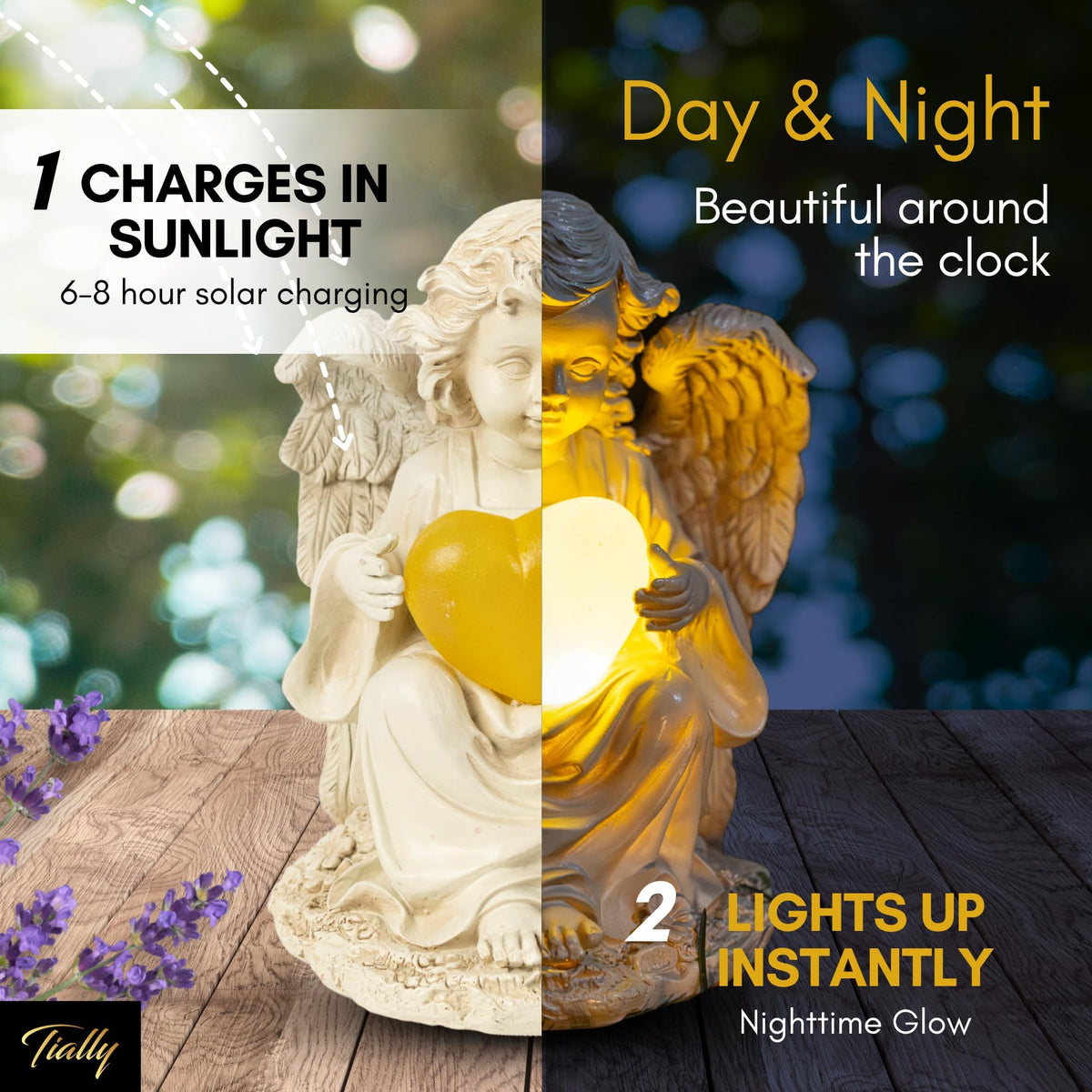 TIALLY praying guardian angel figure lights up outdoor areas