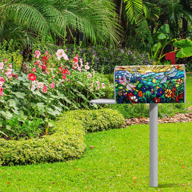 Tiamon dragonfly mailbox cover in a garden setting adds seasonal charm