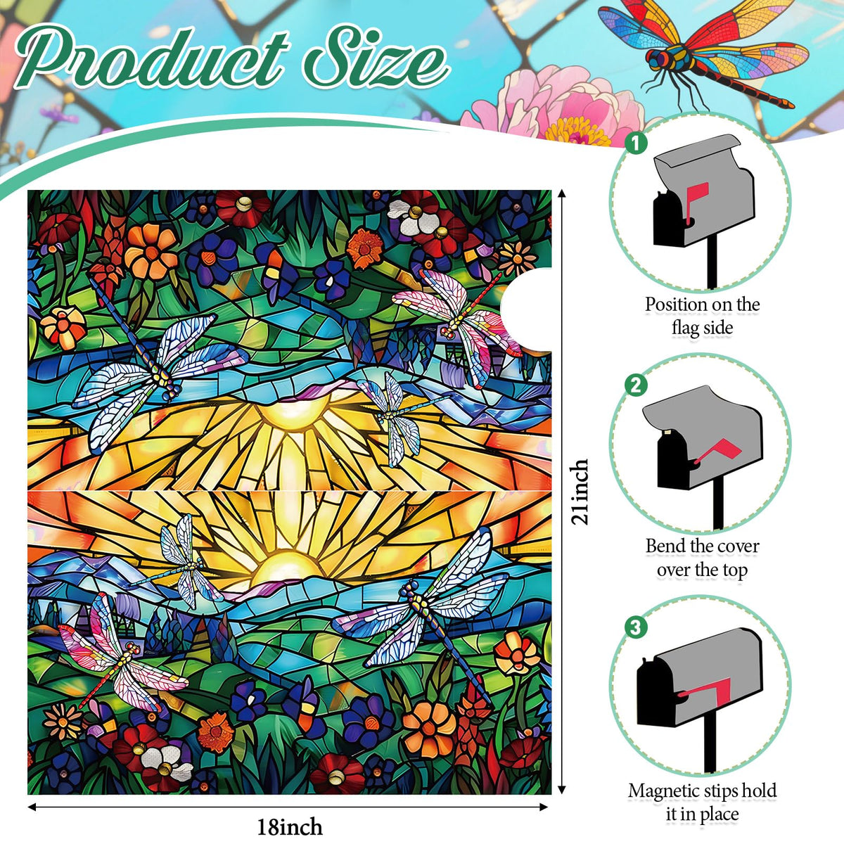 Tiamon dragonfly mailbox cover with sunrise scene adding cheerful outdoor decor