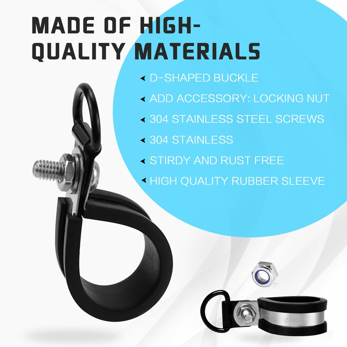 TIANAO rubber-sleeved clamp provides reliable grip on poles and bars.