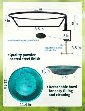 TIANCENTRAL H easy-install bird bath with hand-wheel clamp for DIY setup.