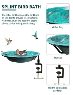 TIANCENTRAL H yard decoration birdbath enhances wildlife watching from patio.