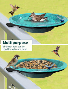 TIANCENTRAL H sturdy metal clamp on deck provides stable outdoor bird bath.