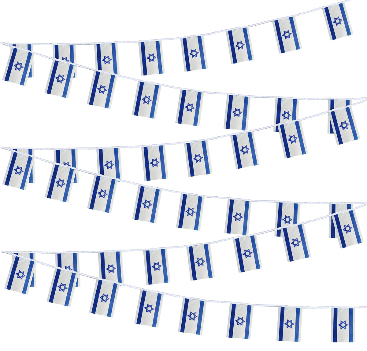Tibijoy Israel flags banner on string with 38 flags for a full outdoor display.