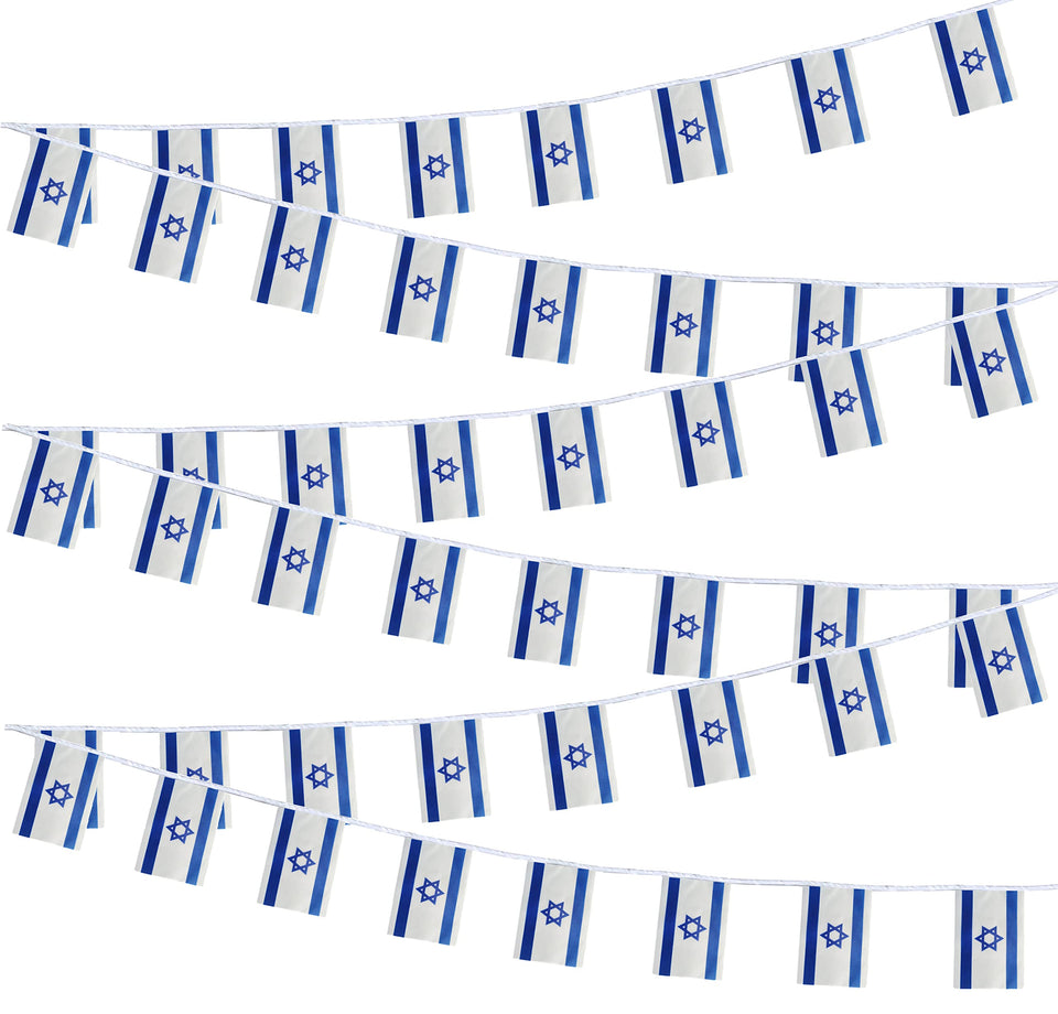 Tibijoy Israel flags banner on string with 38 flags for a full outdoor display.