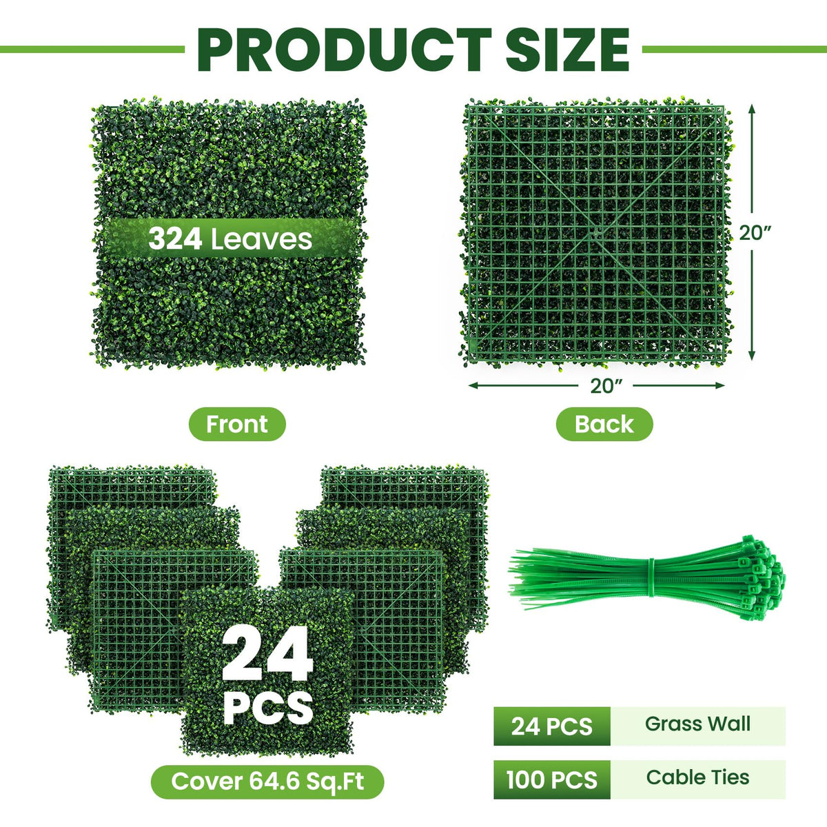 Ticanros Boxwood Hedge Panel 20x20 provides indoor greenery and privacy