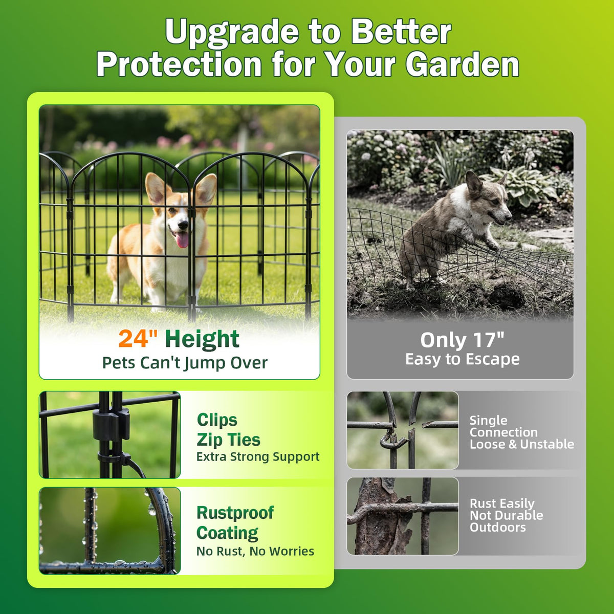 Ticanros fence feet screws secure the fence to ground reliably.